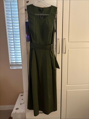 Massimo Dark Olive Belted Sleeveless Maxi Dress